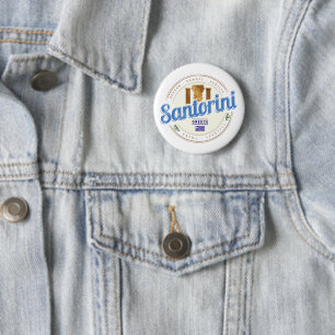 Santorini Greece Vintage Aegean Cyclades Island 6 Cm Round Badge