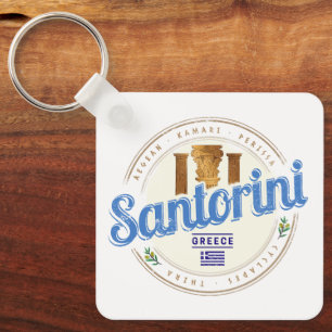 Santorini Greece Vintage Aegean Cyclades Island Key Ring