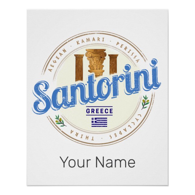 Santorini Greece Vintage Aegean Cyclades Island Poster (Front)