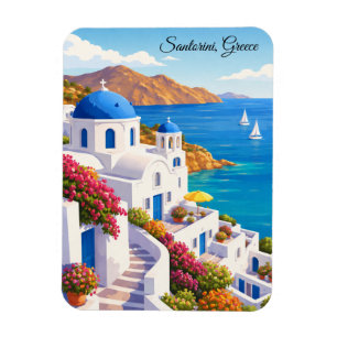 Santorini Greece Vintage Europe Vacation Travel  Magnet