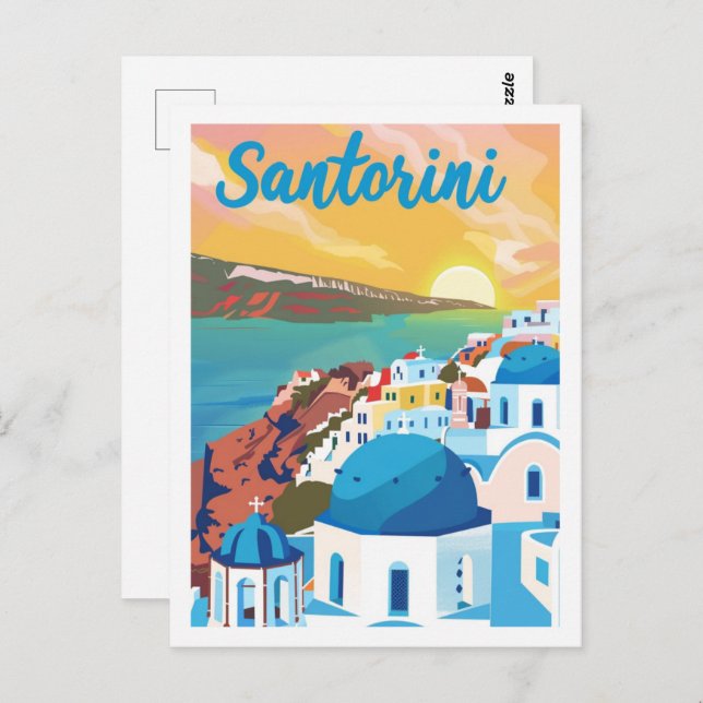 Santorini Greece Vintage Famous Travel Place Postcard (Front/Back)