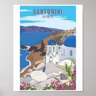Santorini Greece Vintage Greece Travel Posters