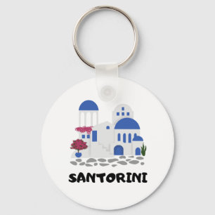 Santorini Greece Vintage Key Ring