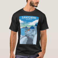 Santorini Greece Vintage Minimal Travel Poster
