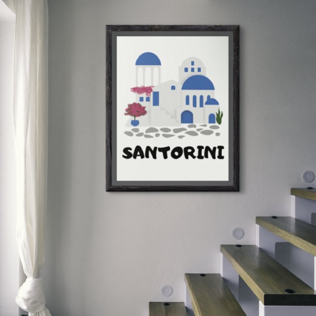 Santorini Greece Vintage   Poster (Santorini Greece Vintage Travel Poster)