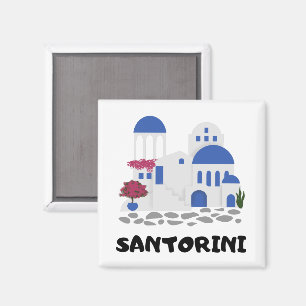 Santorini Greece Vintage Travel Magnet