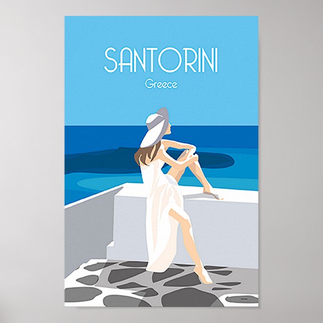 Santorini Greece vintage travel poster (Front)