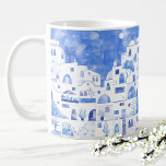 Santorini Greece Watercolor Coffee Mug<br><div class="desc">Watercolor blue and white townscape painting based on the Greek island of Santorini.</div>