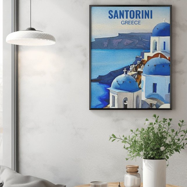 Santorini Greece Watercolor Painting Poster (Creator Uploaded)