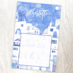 Santorini Greece Watercolor Personalised Post-it Notes