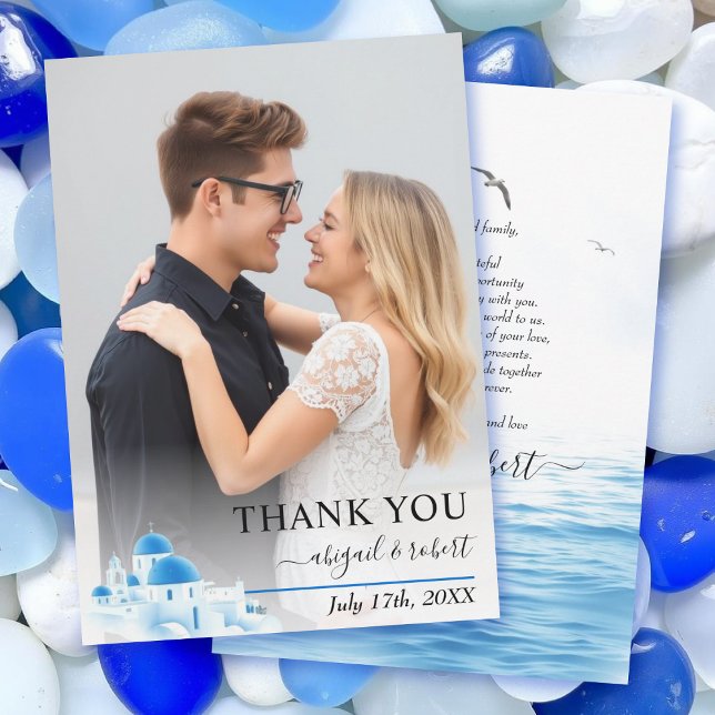 Santorini Greece watercolor wedding Thank You (Creator Uploaded)