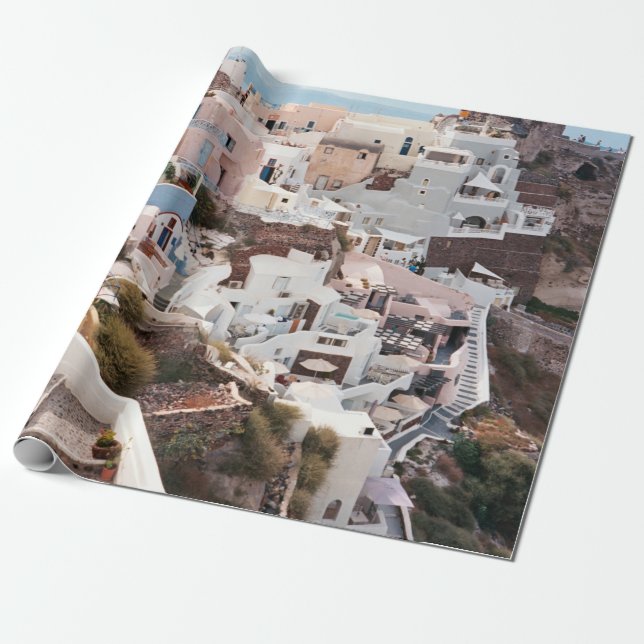 SANTORINI GREECE WRAPPING PAPER (Unrolled)