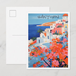Santorini Greek Art Travel  Postcard