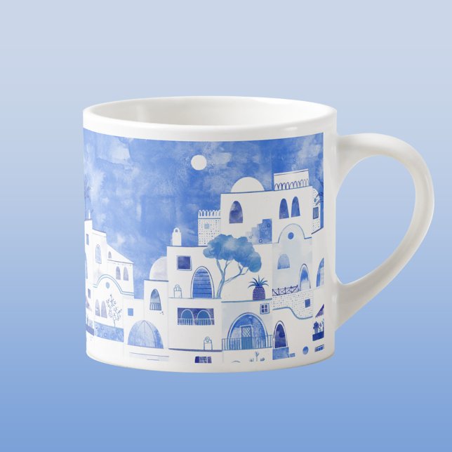 Santorini Greek Island Painting Espresso Cup (Santorini Oia painting espresso cup)