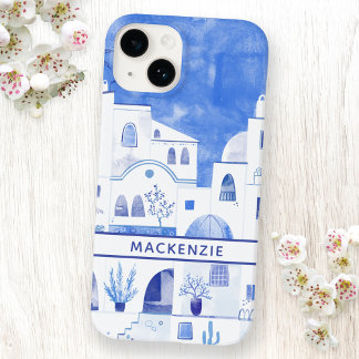Santorini Greek Island Watercolor Personalised Case-Mate iPhone 14 Case