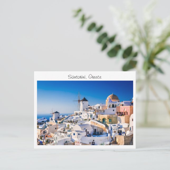 Santorini in Greece Postcard (Standing Front)