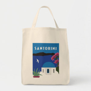 Santorini in Greece vintage style colourful Tote Bag