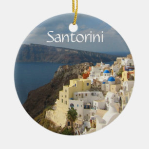 Santorini in the Afternoon Sun Ceramic Tree Decoration
