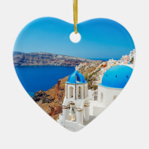Santorini Island - Caldera, Greece Ceramic Tree Decoration