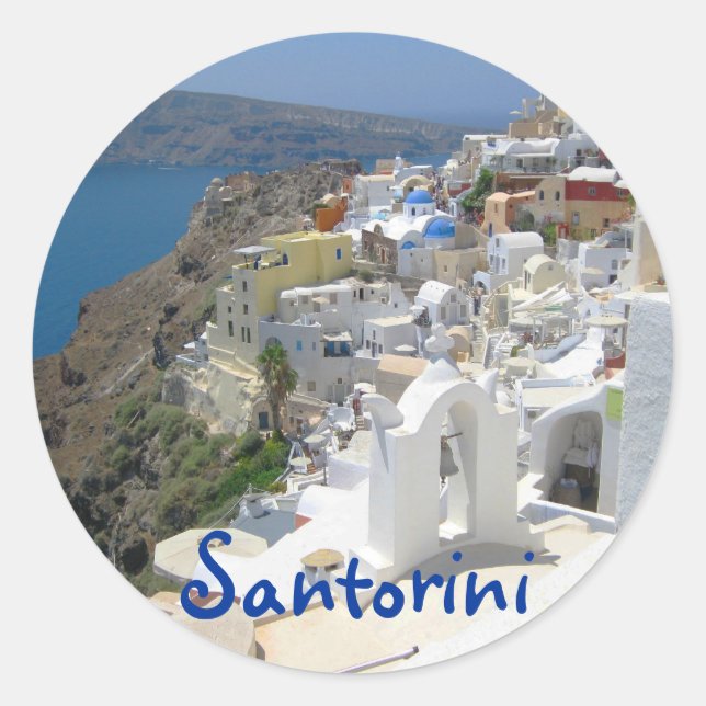 Santorini island Greece Classic Round Sticker (Front)