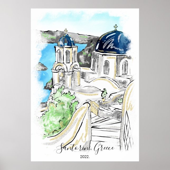 Santorini Island Greece Summer Memories Poster (Front)