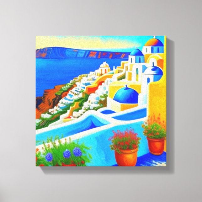 Santorini Island view Canvas Print (Front)