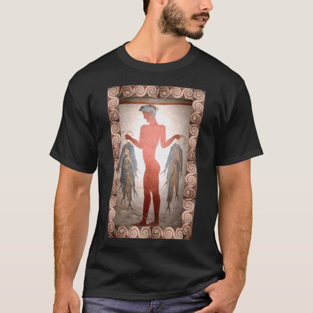 Santorini Man with Fish T-Shirt (Front)