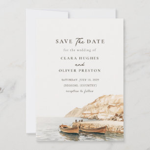 Santorini Moored Boats Limestone Bay Wedding Save The Date