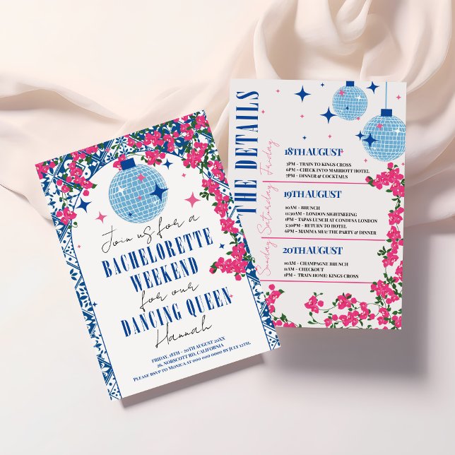 Santorini Musical Bougainvillea Bachelorette Invitation (Creator Uploaded)