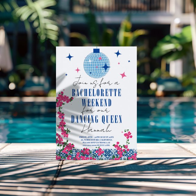 Santorini Musical Bougainvillea Bachelorette Invitation (Creator Uploaded)