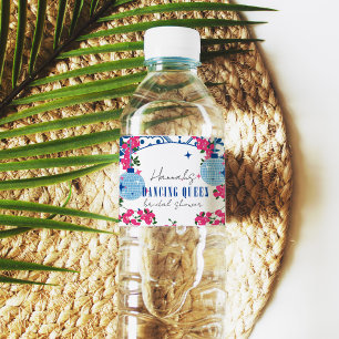 Santorini Musical Bougainvillea bridal shower Water Bottle Label