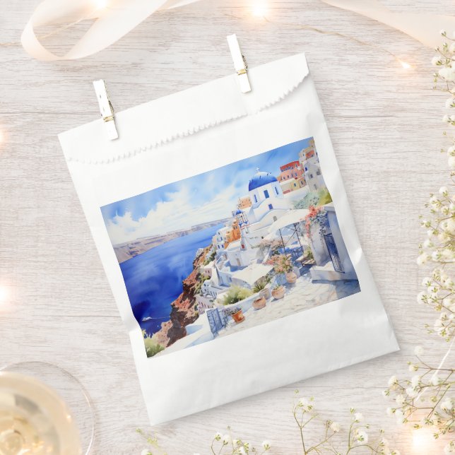 Santorini Oia Favour Bags (Clipped)