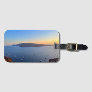 Santorini Old Harbour Boats In Sunset Greece Luggage Tag