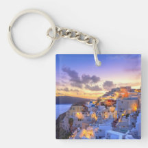 Santorini Photo Keychain