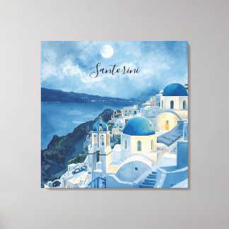 Santorini, Romantic Night in Santorini,  Canvas Print