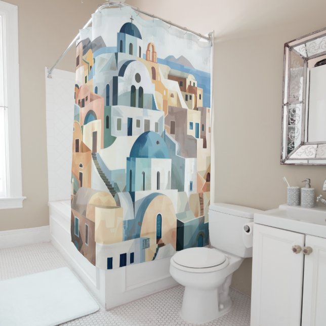 Santorini Shower Curtain (In Situ)