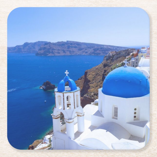 Santorini Square Paper Coaster (Front)