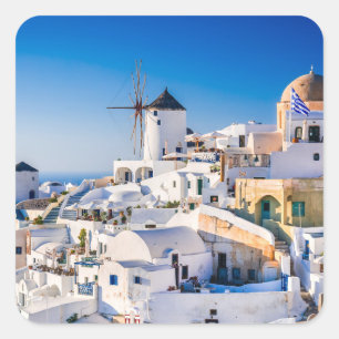 Santorini square sticker