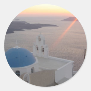 Santorini Sunset Classic Round Sticker