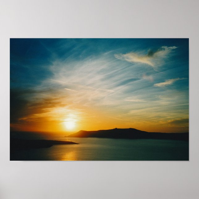 Santorini sunset, Greece Poster (Front)