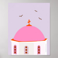 Santorini Travel Greece Pink And Purple