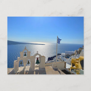 Santorini Triple Bell Tower Greece Photography Postcard