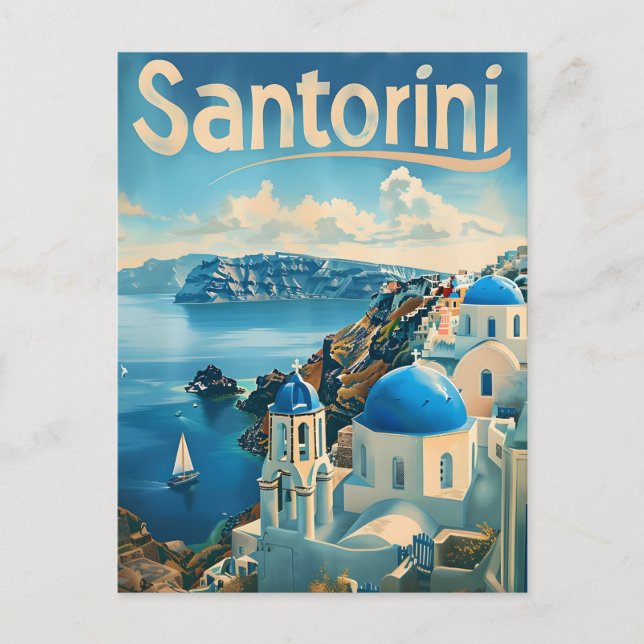 Santorini Vintage Postcard (Front)