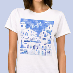 Santorini Watercolor Personalised T-Shirt