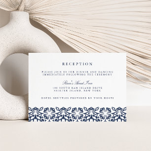Santorini Wedding Reception Card   Navy