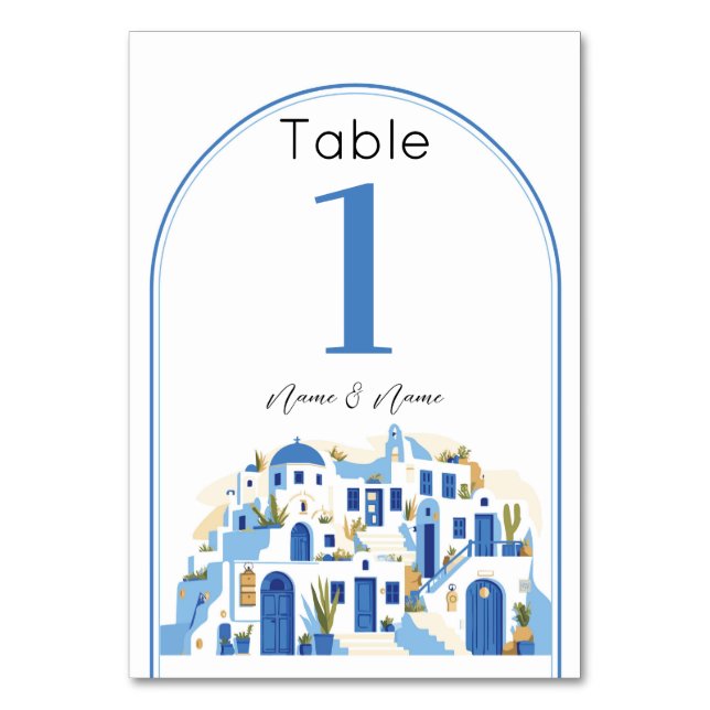 Santorini Wedding Table Greek Numbers Greece Number (Front)