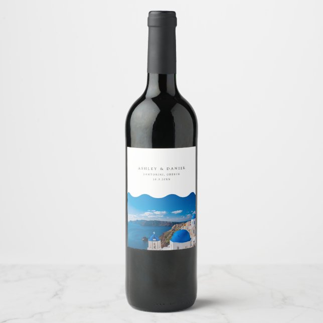 Santorini Wedding Wine Label (Front)