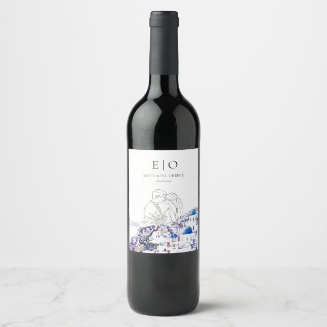 Santorini Wedding Wine Label – Custom Bottle Edit (Front)