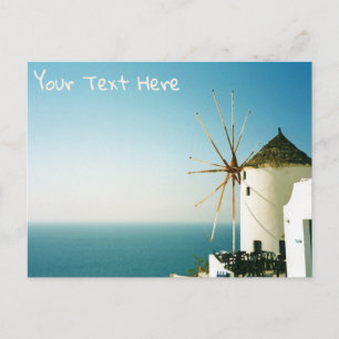 Santorini windmill, Greece customisable Postcard