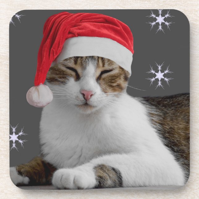 Sants Cat Christmas Coasters (Front)